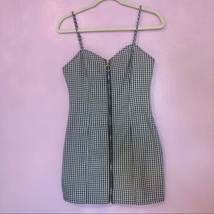 Gingham print Forever 21 dress with front zipper.